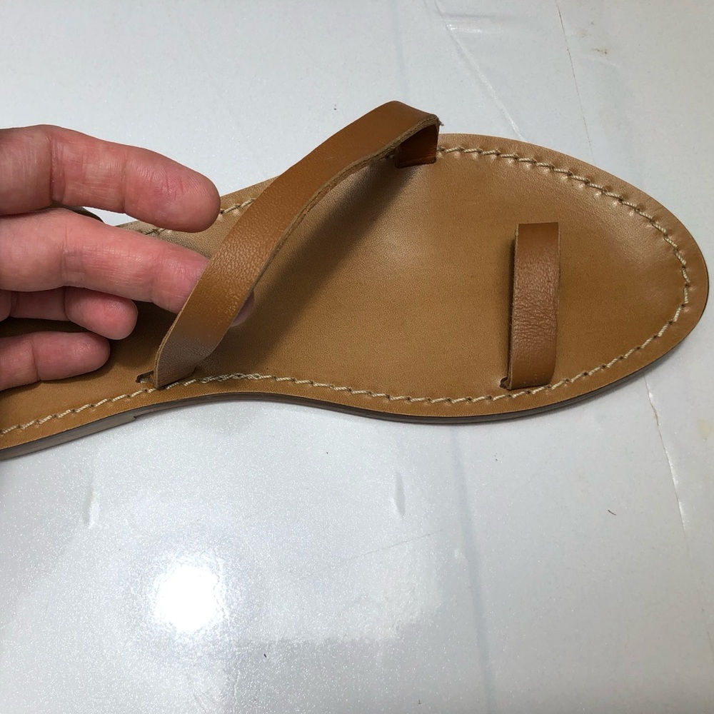 Navyboot Switzerland Tan Leather Toe Ring Diagonal Strap Gladiator Sandals Sz 38 - Picture 9 of 9
